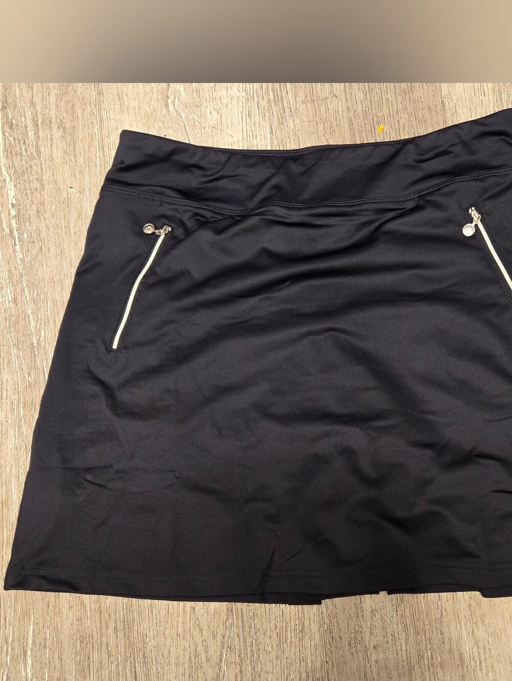Daily Sports Black Mini Skort with Silver Zippers